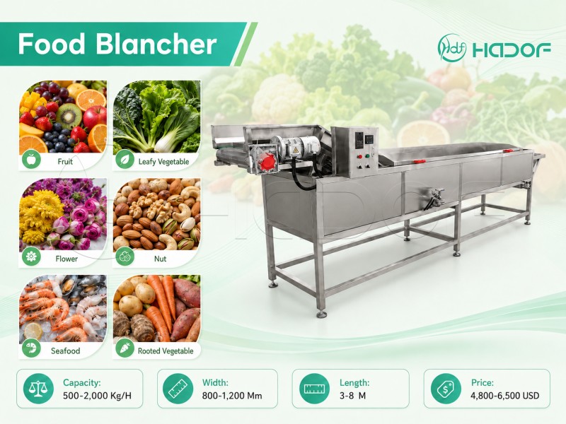 industrial vegetable blancher hot water