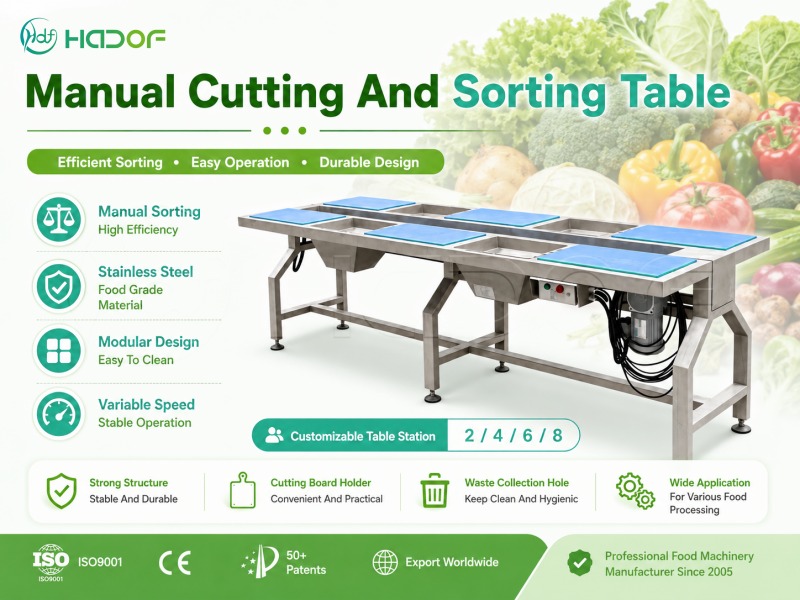 stainless steel manual vegetable sorting table